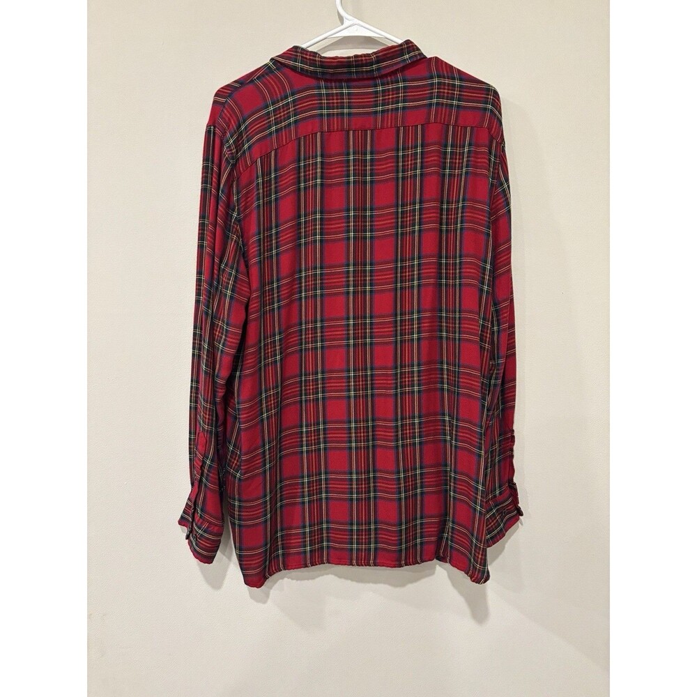 Lauren Ralph Lauren Women’s XXL Tartan Plaid Lightweight Buttondown Red Shirt - Picture 4 of 6
